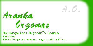 aranka orgonas business card